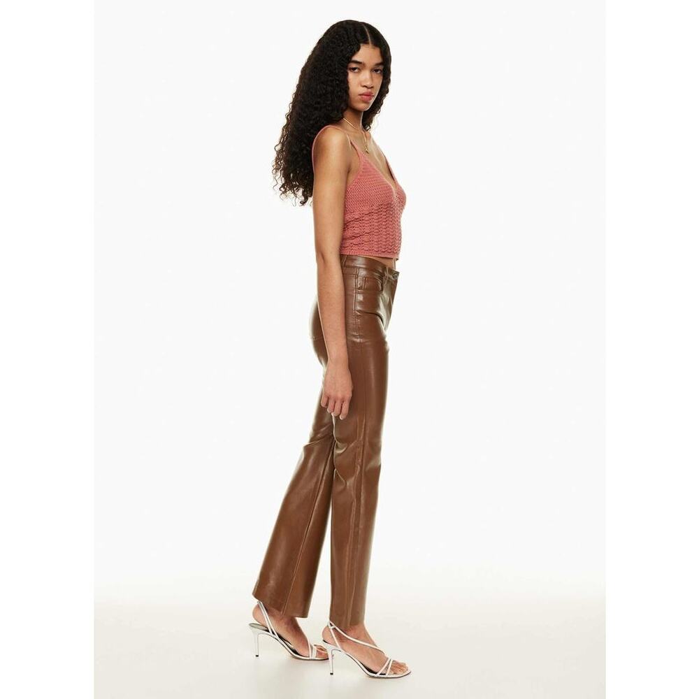 Aritzia Wilfred Babaton Melina Flare Cognac Vergan Faux Leather Pants - Picture 3 of 16